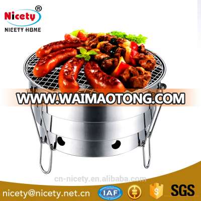 take away korean stainless steel camping bbq grill with iron stand